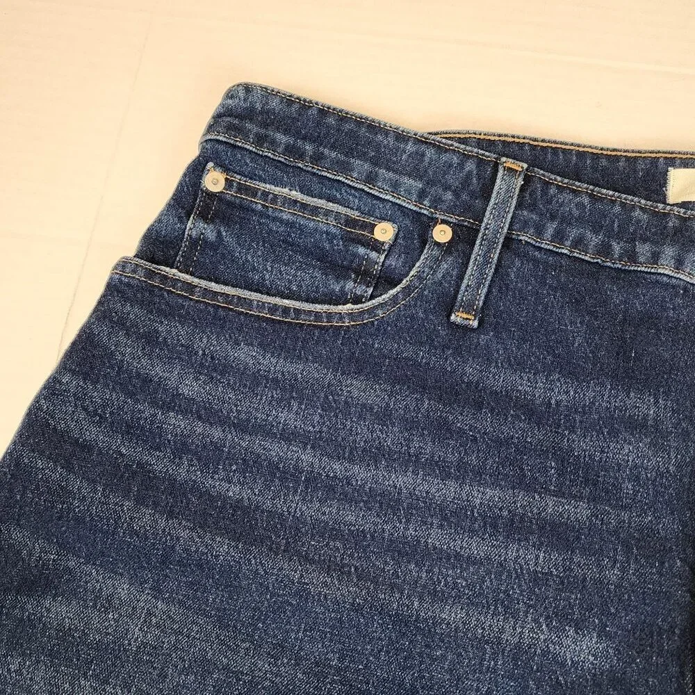 Madewell sz 36 High Rise Denim Shorts Curvy Blue Raw Hems